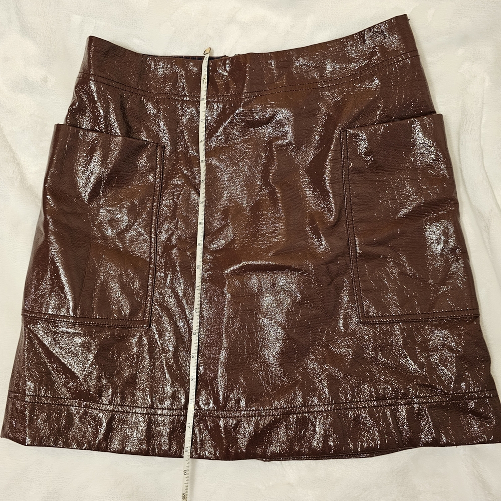 Maeve by Anthropologie Brown Faux Leather Skirt